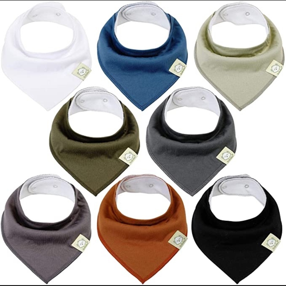 New "Pack Of 8" Bandana Style Adjustable Bibs Newborn-Toddler Teething Safe - Picture 1 of 1